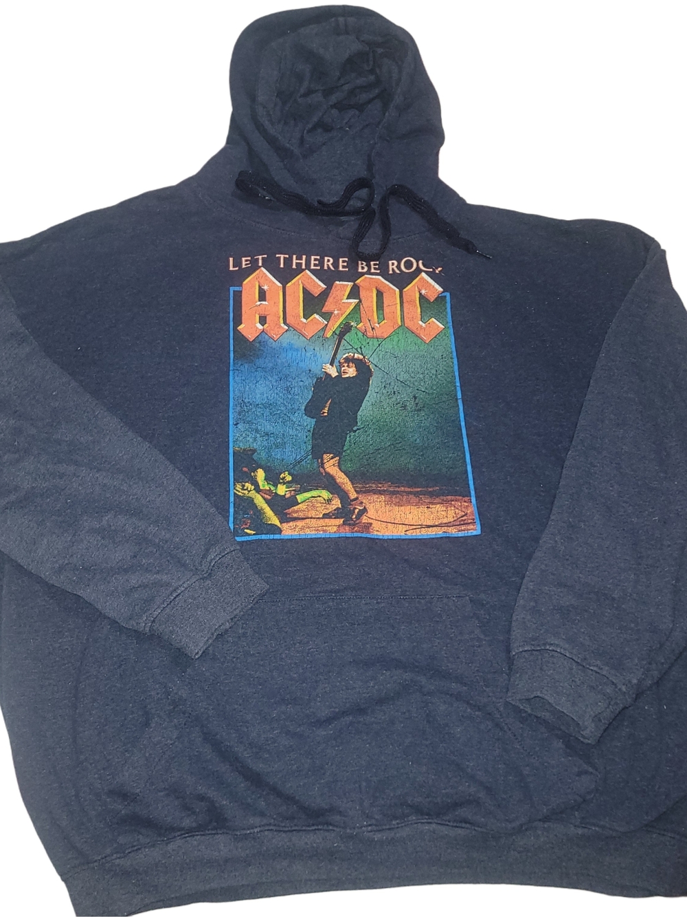 AC/DC 'Let There Be Rock' Graphic Unisex Hoodie In Navy Size 2XL